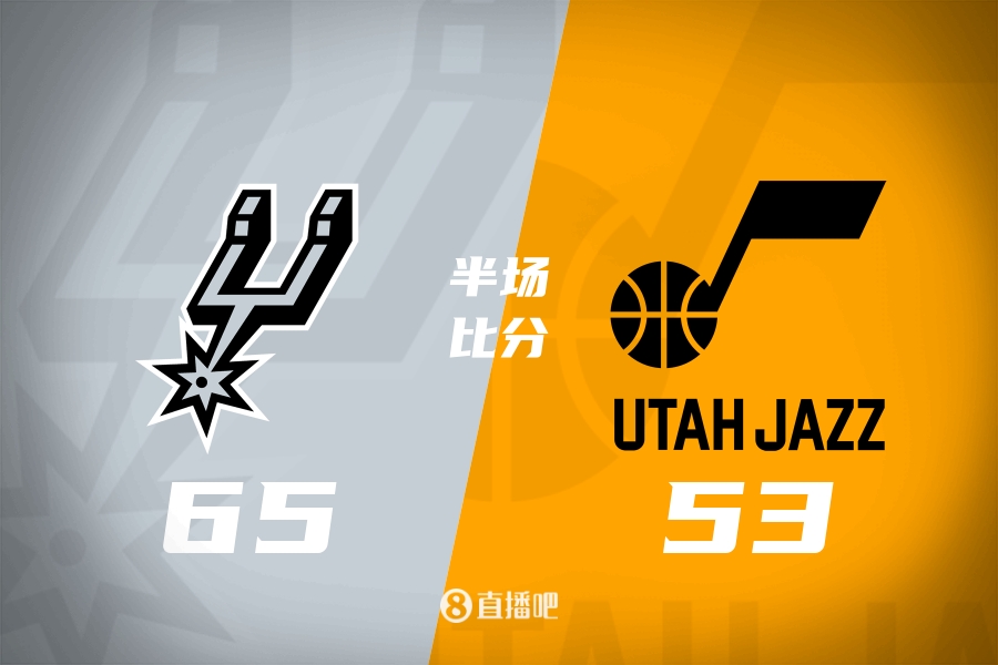 B体育-马刺半场5人上双&amp;65-53领先爵士 文班填满数据栏 乔治14分